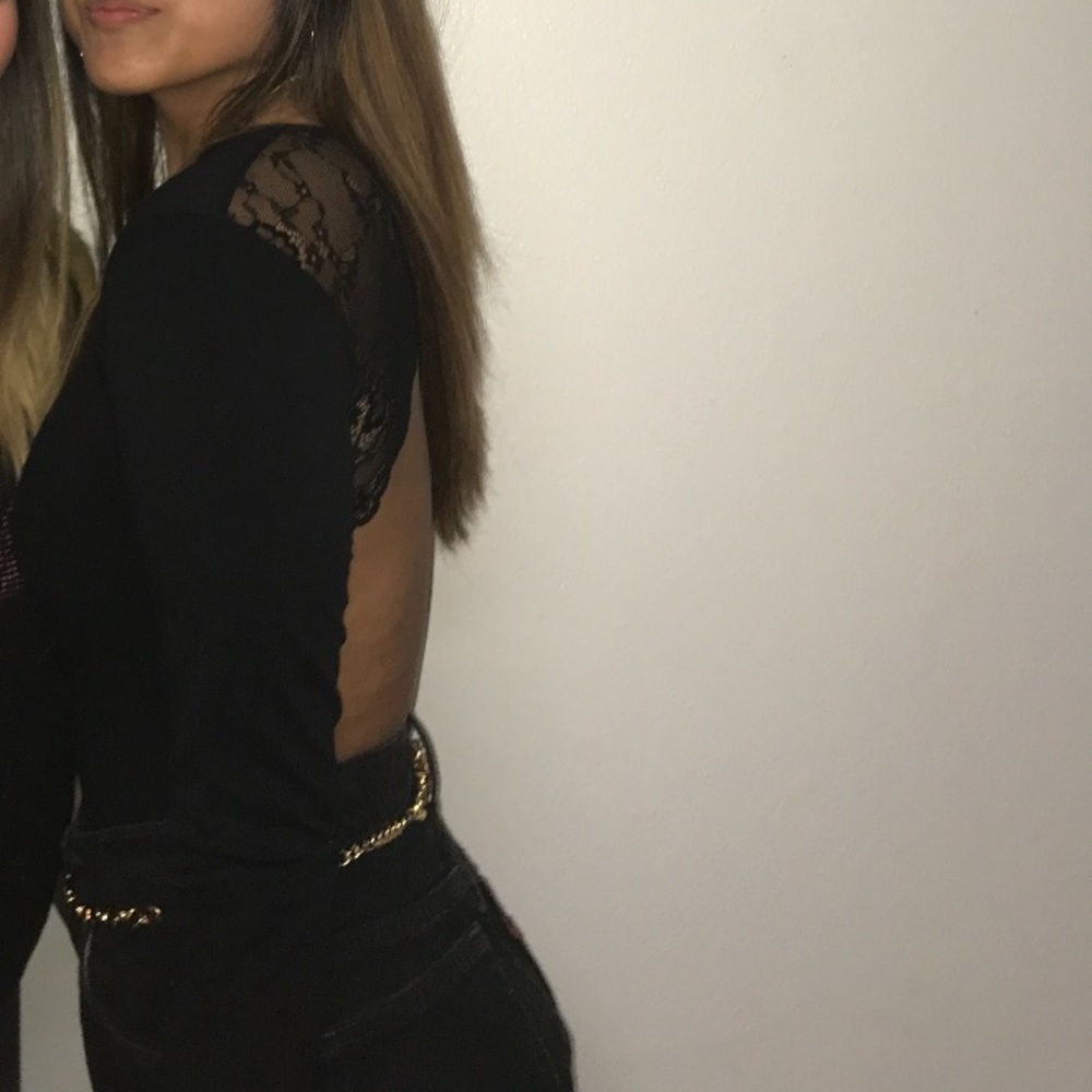 Open back lace body suit